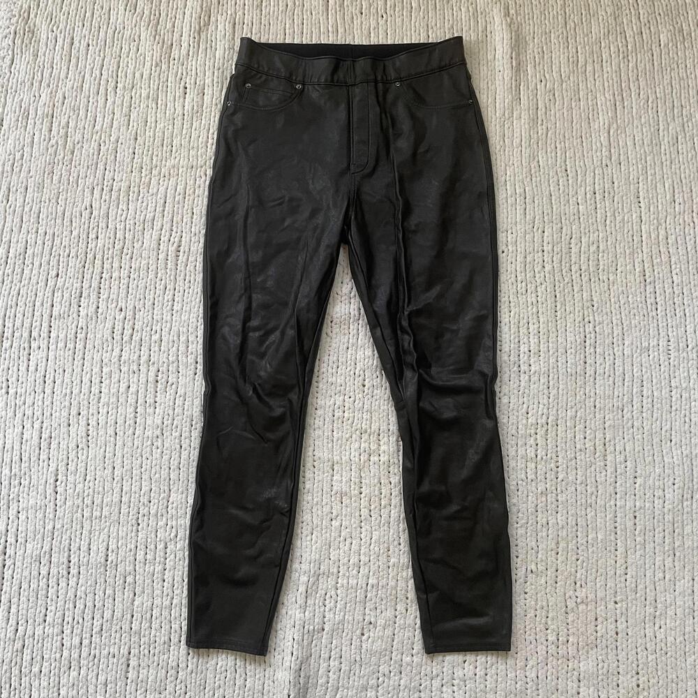 Spanx Women's Black Faux Leather Leggings - Size Medium